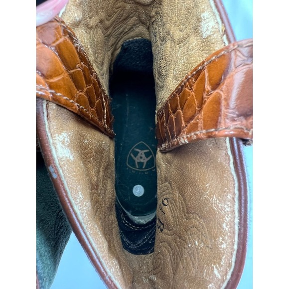 Ariat Fatbaby Cowboy Women's sz 9.5 Western Cowboy Brown Green Leather Boots~EUC - Picture 15 of 16